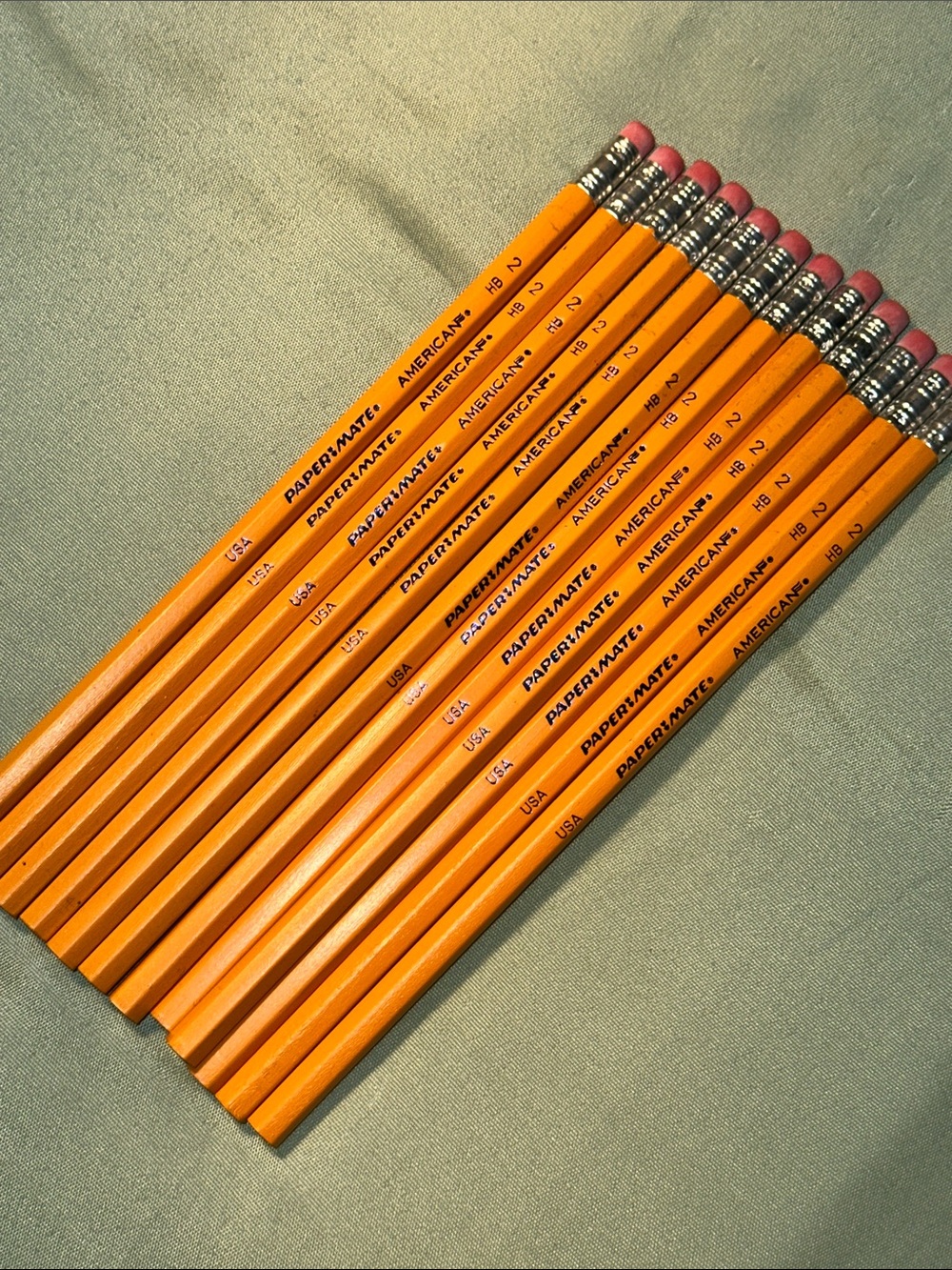 Vintage Paper Mate American HB #2 Pencils Lot of 12 Orange with Pink Erasers